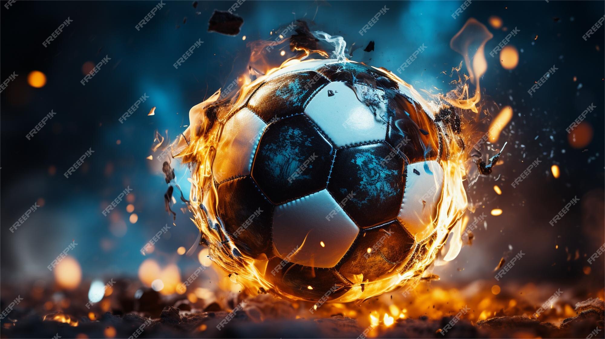 Bola de futebol em fogo e água ilustração da bola de futebol gerar ai