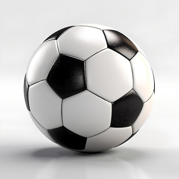 Uma bola de futebol está sobre uma superfície branca.