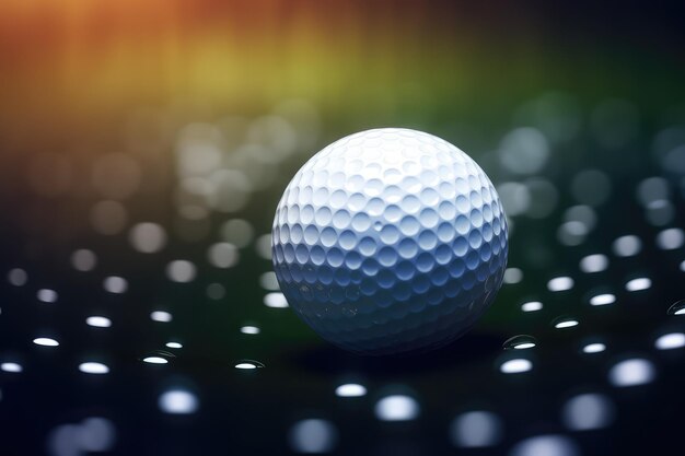 Uma bola de golfe em close-up editada à mão por IA generativa