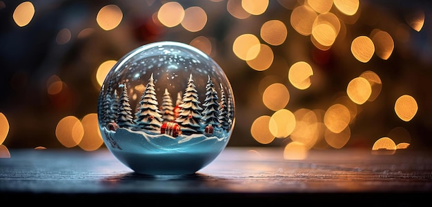 uma bola de Natal de vidro cheia de uma árvore no estilo de brincadeira