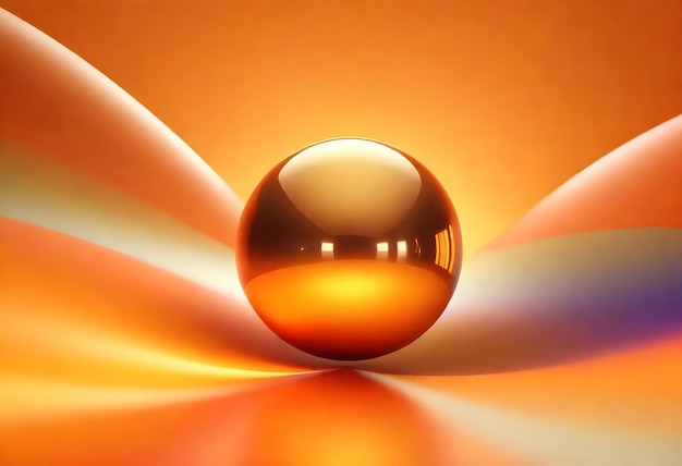 Foto uma bola de ouro com um reflexo de uma casa no meio
