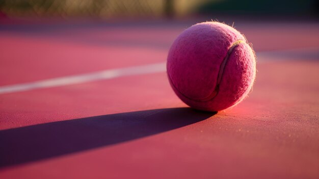 Uma bola de tênis rosa em uma quadra rosa esportes ativos para mulheres ai gerado