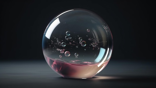 Uma bola de vidro com bolhas que diz 'vinho tinto'