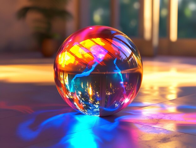 Uma bola de vidro cristalino.