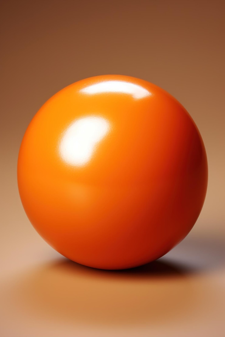 Foto uma bola laranja brilhante está em uma mesa