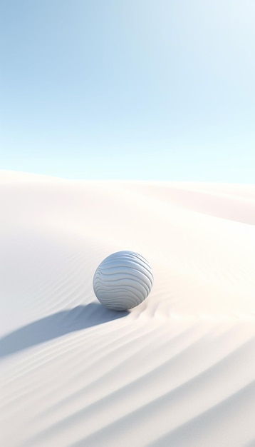 uma bola nas dunas está coberta de areia.