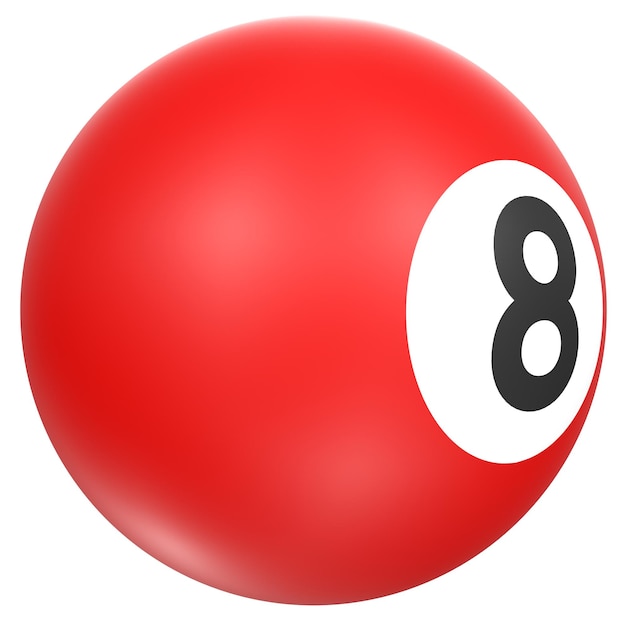 Foto uma bola vermelha com o número 8 nela