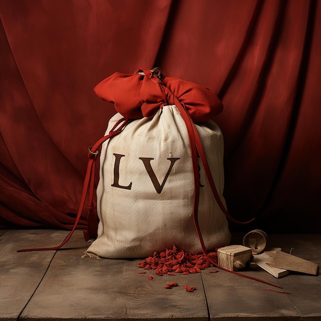 Uma bolsa com uma etiqueta que diz amor