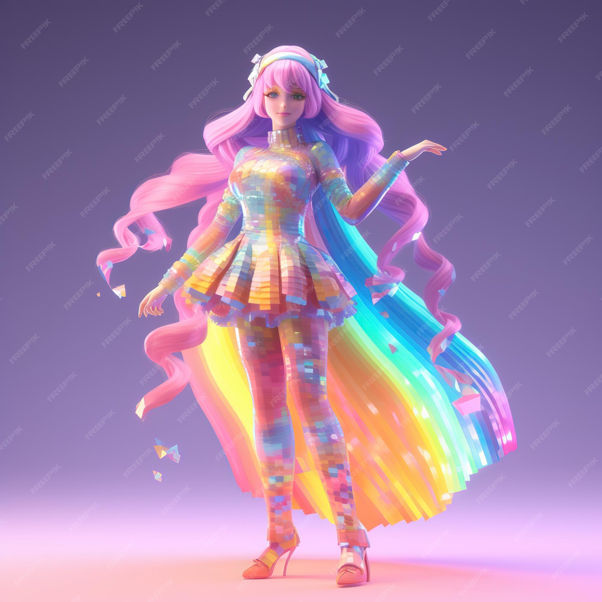 Boneca Realista Com Jogo de Roupa de Arco-Iris