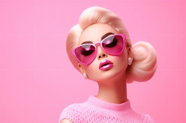 Boneca óculos cor-de-rosa Barbie Heroína de Jogos Eletrônicos