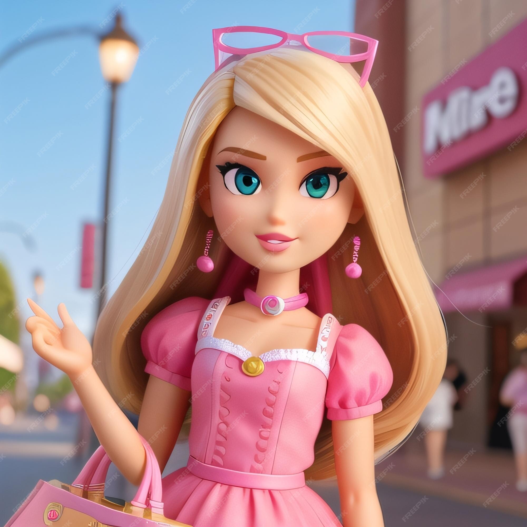 Boneca óculos cor-de-rosa Barbie Heroína de Jogos Eletrônicos