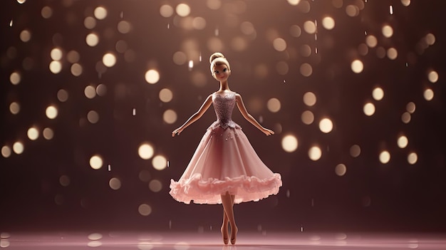 Foto uma boneca barbie como uma bailarina posicionada foto realista
