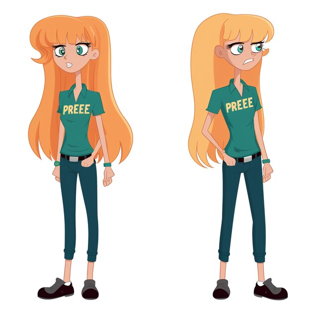 Foto uma boneca barbie de design vetorial de camiseta phineas e ferb