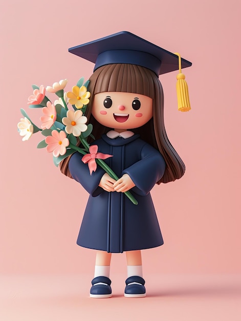Foto uma boneca com um bouquet de flores na mão