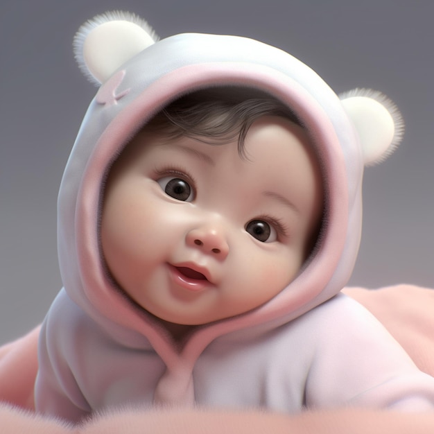 Uma boneca com um capuz rosa