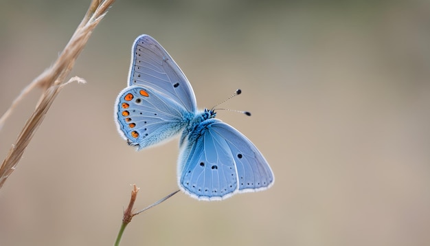 Foto uma borboleta azul com manchas laranjas nas asas