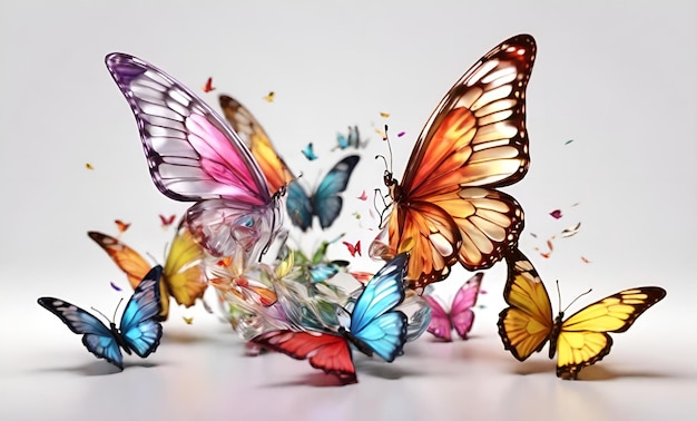 uma borboleta colorida é mostrada com as palavras borboleta na parte inferior