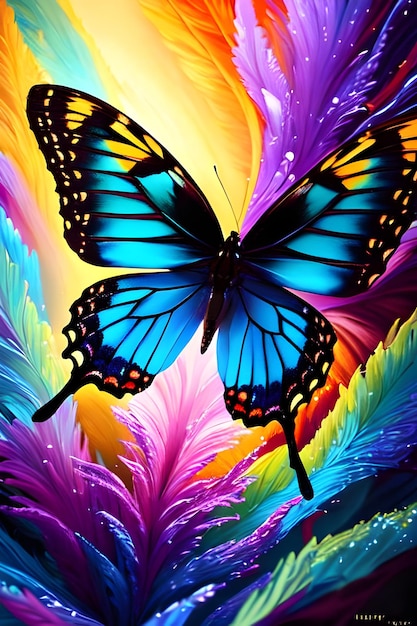 Uma borboleta com cores brilhantes nela