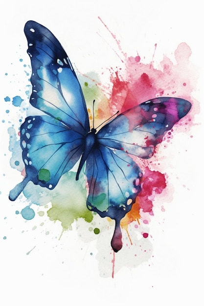 Uma borboleta com um fundo azul e verde.