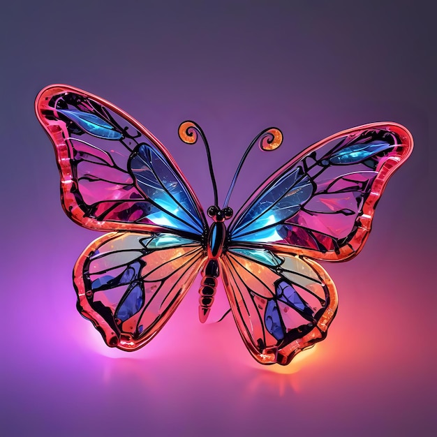 uma borboleta com um fundo roxo e uma borbuleta azul e roxa