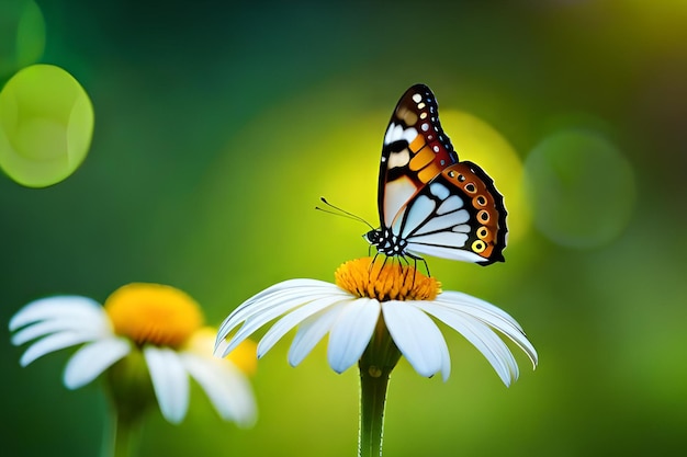 Uma borboleta em papéis de parede de flores