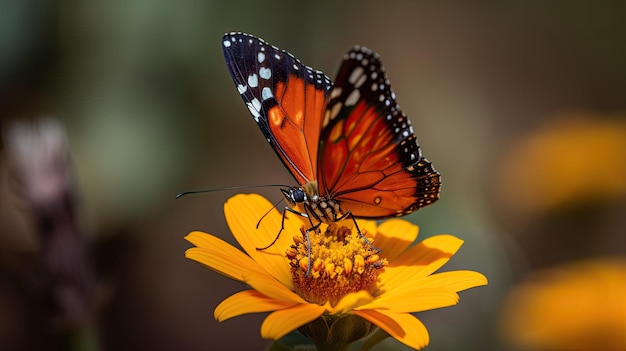 Uma borboleta em uma flor com a palavra monarca nela