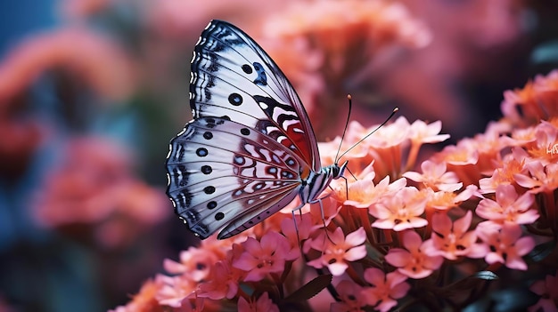 Uma borboleta em uma flor com a palavra nela