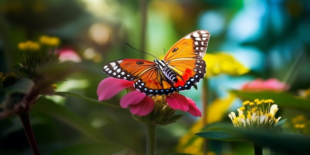 Uma borboleta em uma flor no jardim