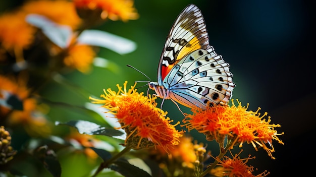 Uma borboleta em uma flor no jardim