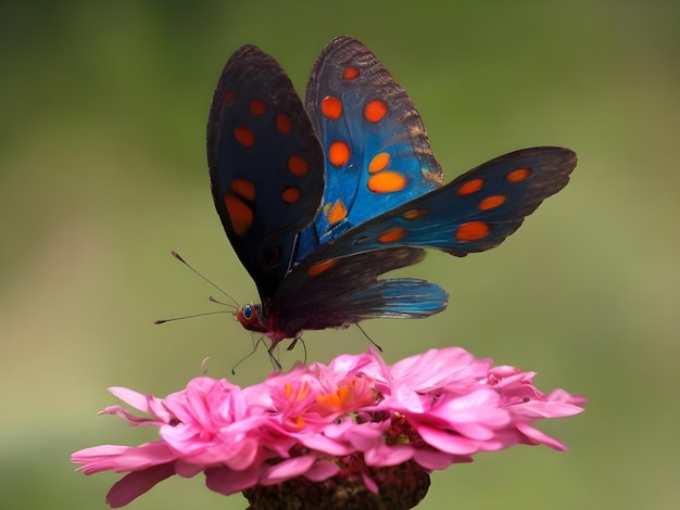 uma borboleta está em uma flor com o número 3 nela