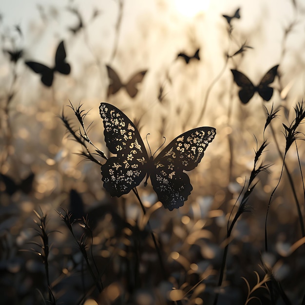 uma borboleta está em uma flor na grama