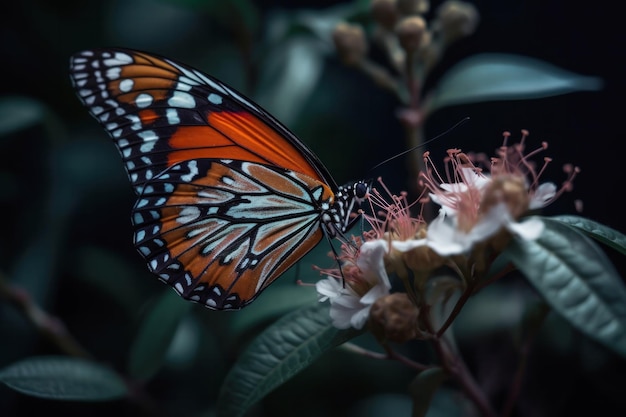 Uma borboleta monarca em uma flor