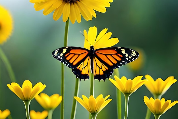 Uma borboleta monarca em uma flor