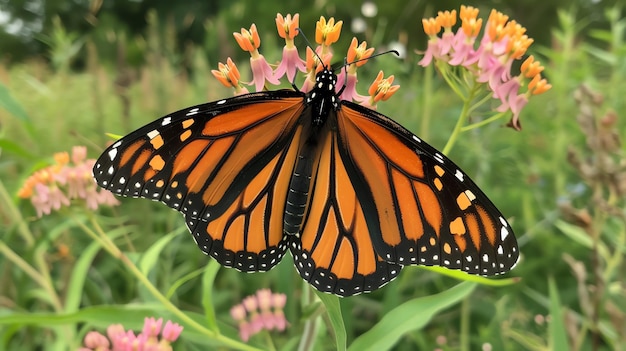 uma borboleta monarca que está em uma flor