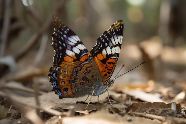 Uma borboleta no chão com a palavra borboleta nela