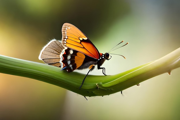 Uma borboleta pousa em uma folha, com a palavra borboleta nela.