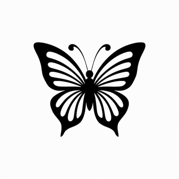 uma borboleta preta e branca com um fundo branco