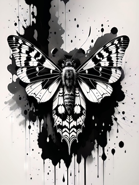 Uma borboleta preta e branca com um padrão preto e branco nela.