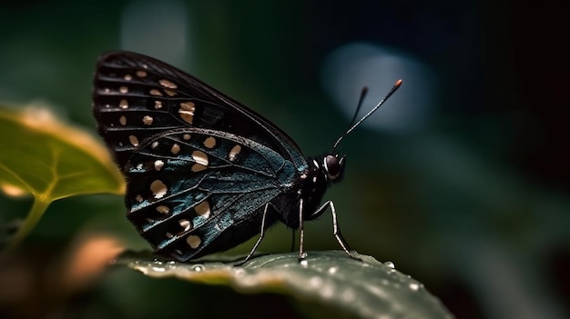 Uma borboleta senta-se em uma folha com a palavra borboleta nela.