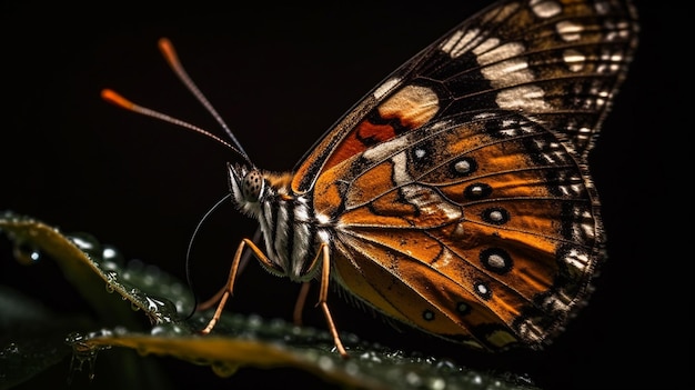 Uma borboleta senta-se em uma folha com a palavra borboleta nela.