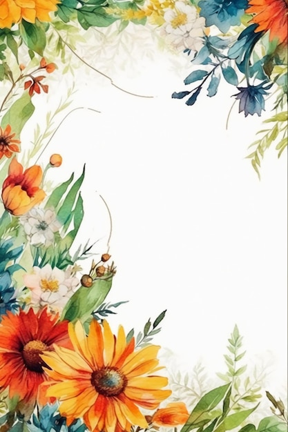 Uma borda floral com flores e folhas