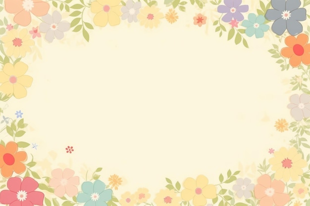 Uma borda floral com flores em tons pastel.