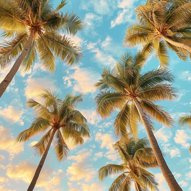 Uma brisa do mar com praia de areia e palmeiras
