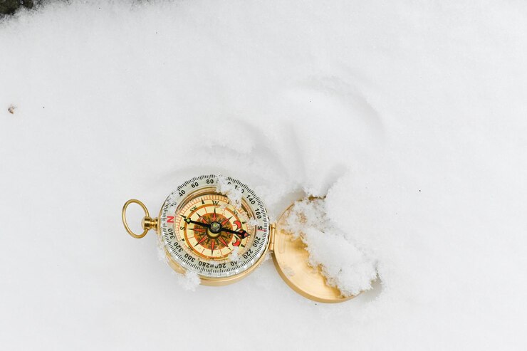 Uma bússola na neve