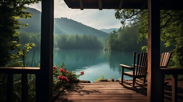 Uma cabana aconchegante no outono