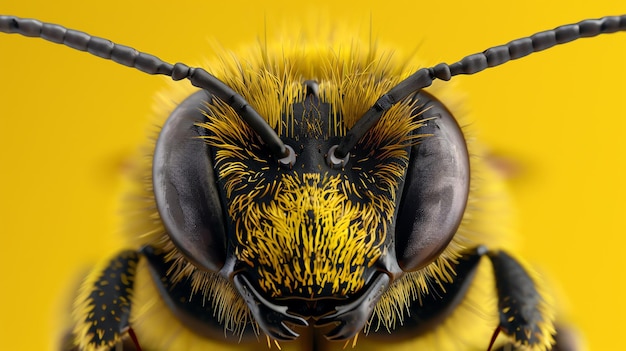 Foto uma cabeça de abelha é uma maravilha da natureza.
