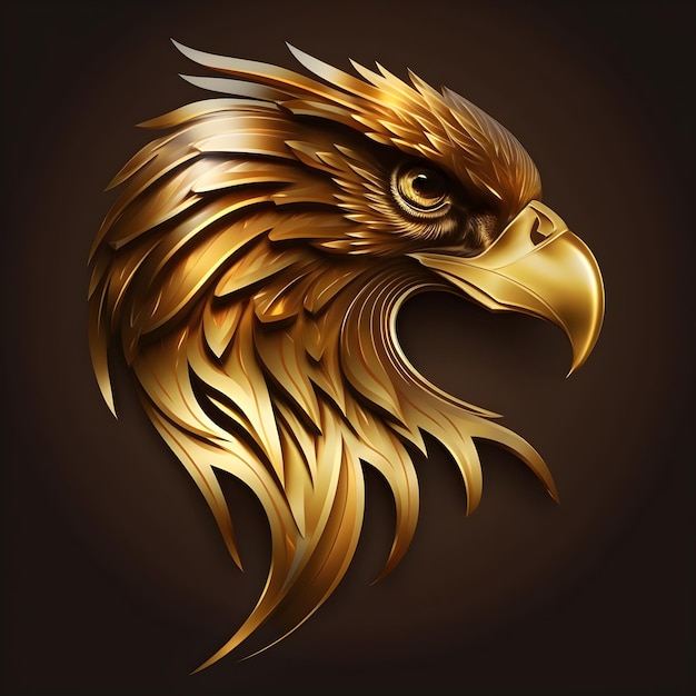 Uma cabeça de águia dourada com um fundo preto