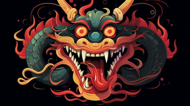 Foto uma cabeça de dragão com um grande sorriso de dentes e presas generativas ai