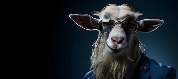 uma cabra usando óculos e terno