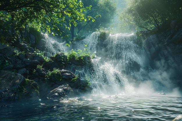 Uma cachoeira cintilante escondida na floresta